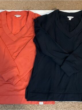 V-neck Sweatshirt Duo — Coral and Black L